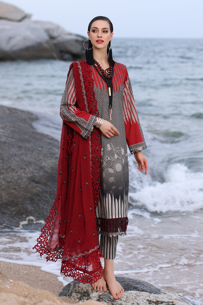 Charizma Print Melody Embroidered Lawn Unstitched 3Pc Suit PM4-04