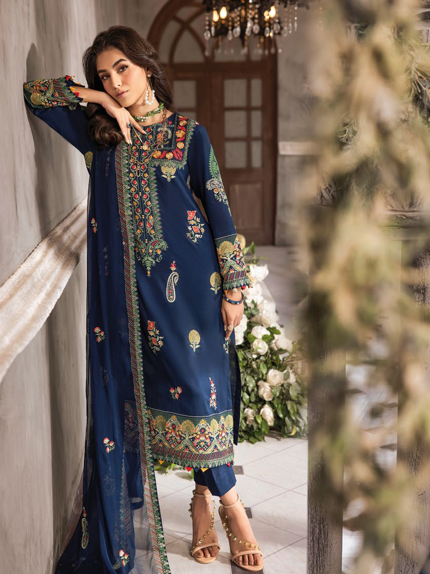 Gul Ahmed Premium Embroidered Lawn Unstitched 3Pc Suit PM-42028