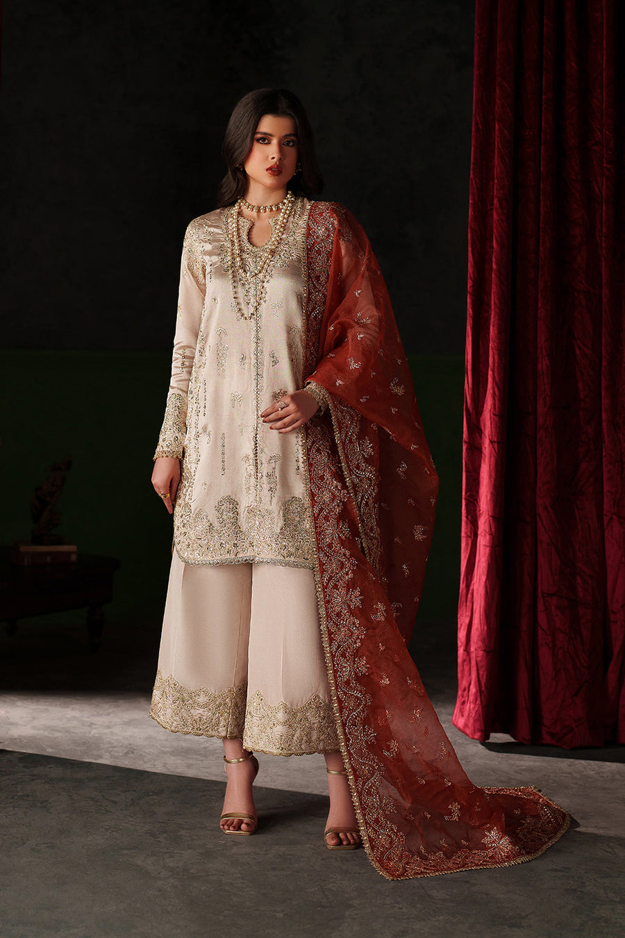 Emaan Adeel Verve Embroidered Raw Silk Unstitched 3Pc Suit - POISE