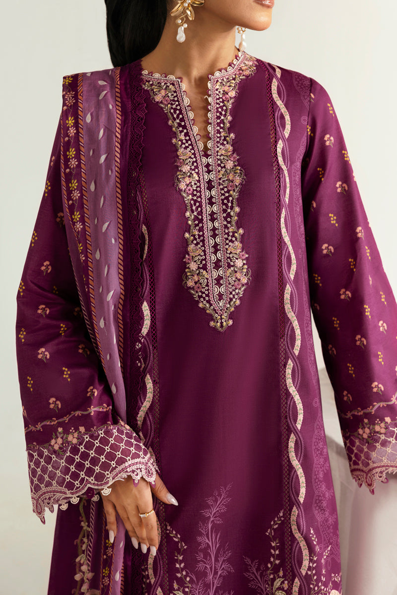 Qalamkar QPrints Unstitched Printed Lawn 3Pc Suit PQ-01B MIYA