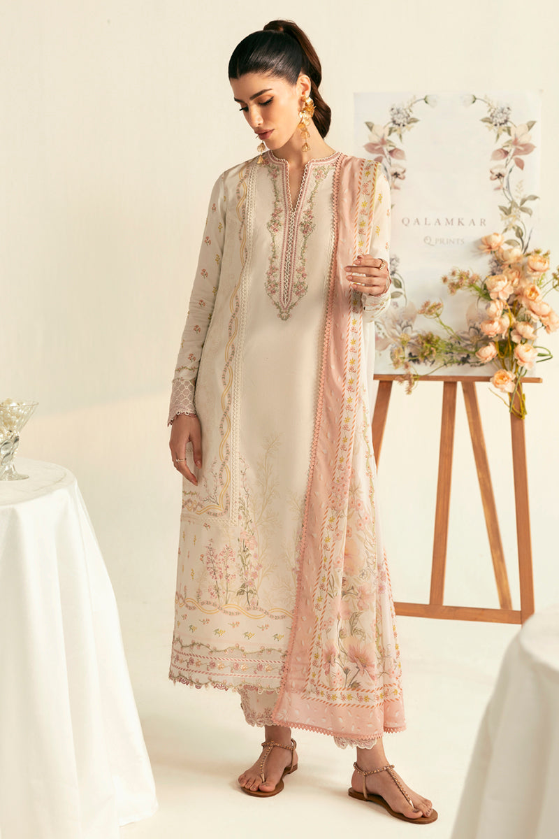 Qalamkar QPrints Unstitched Printed Lawn 3Pc Suit PQ-01A NENA