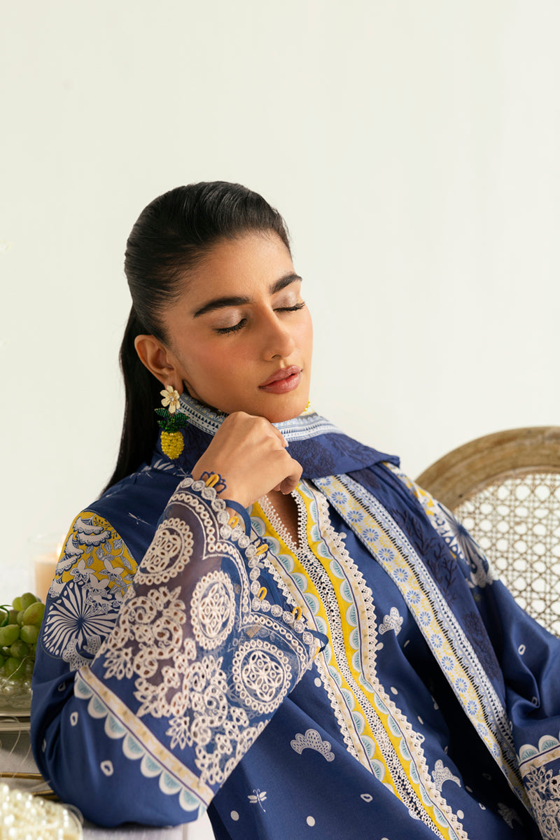 Qalamkar QPrints Unstitched Printed Lawn 3Pc Suit PQ-02A HINA