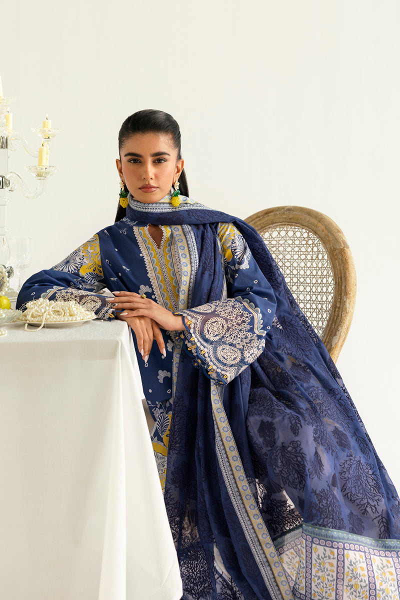 Qalamkar QPrints Unstitched Printed Lawn 3Pc Suit PQ-02A HINA