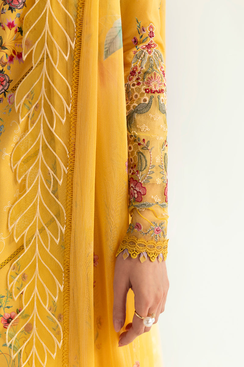 Qalamkar QPrints Unstitched Printed Lawn 3Pc Suit PQ-03B MEHR
