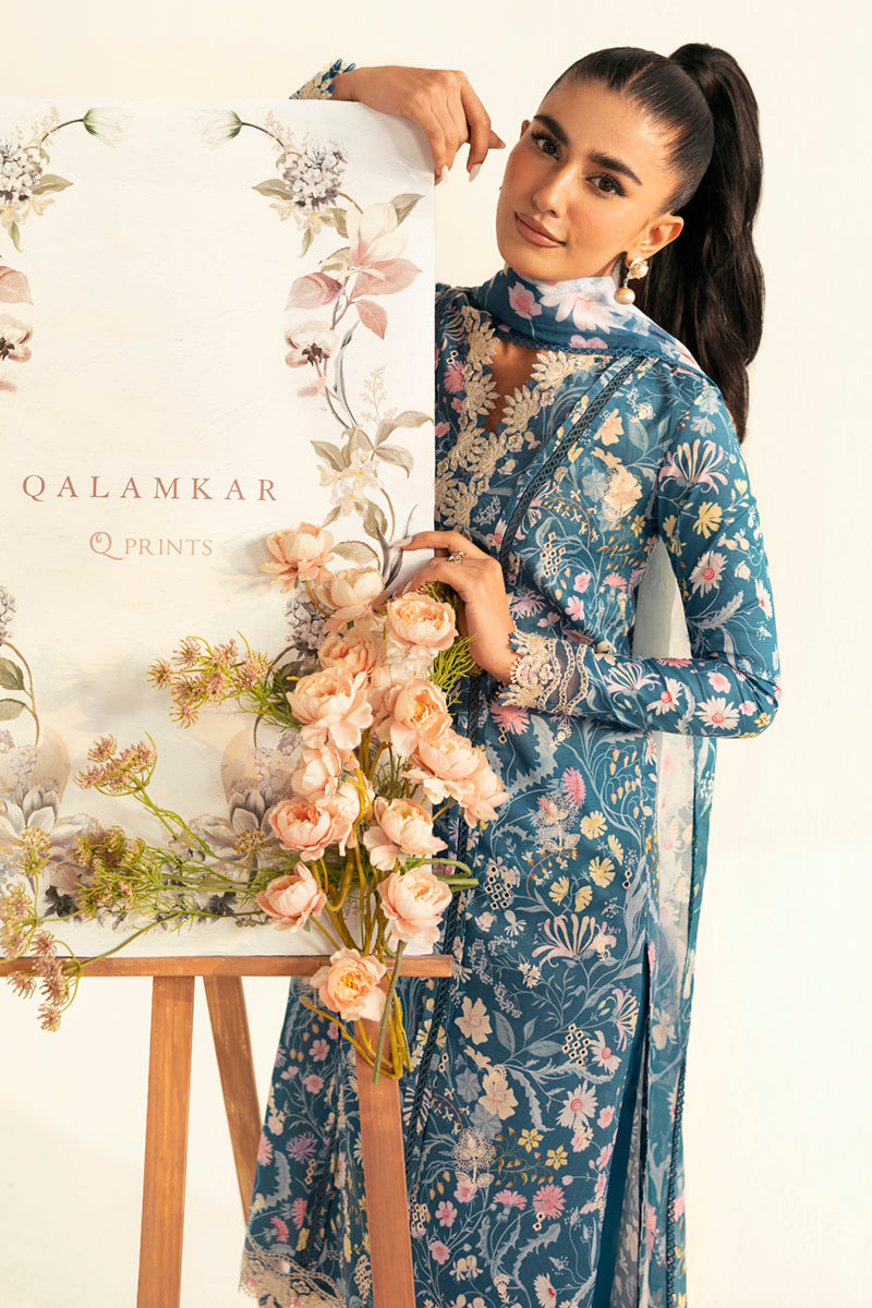 Qalamkar QPrints Unstitched Printed Lawn 3Pc Suit PQ-04B RHEA