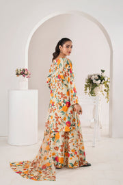 Feathers Frilly Flowers Unstitched Digital Printed Lawn 3Pc Suit PRIZON-FT712