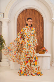 Feathers Frilly Flowers Unstitched Digital Printed Lawn 3Pc Suit PRIZON-FT712