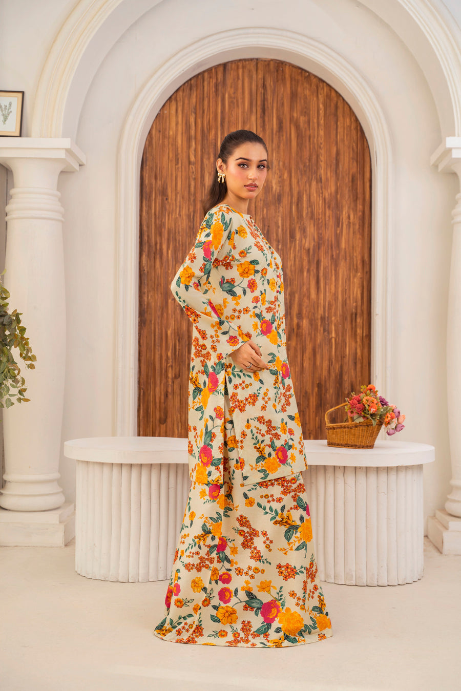 Feathers Frilly Flowers Unstitched Digital Printed Lawn 3Pc Suit PRIZON-FT712