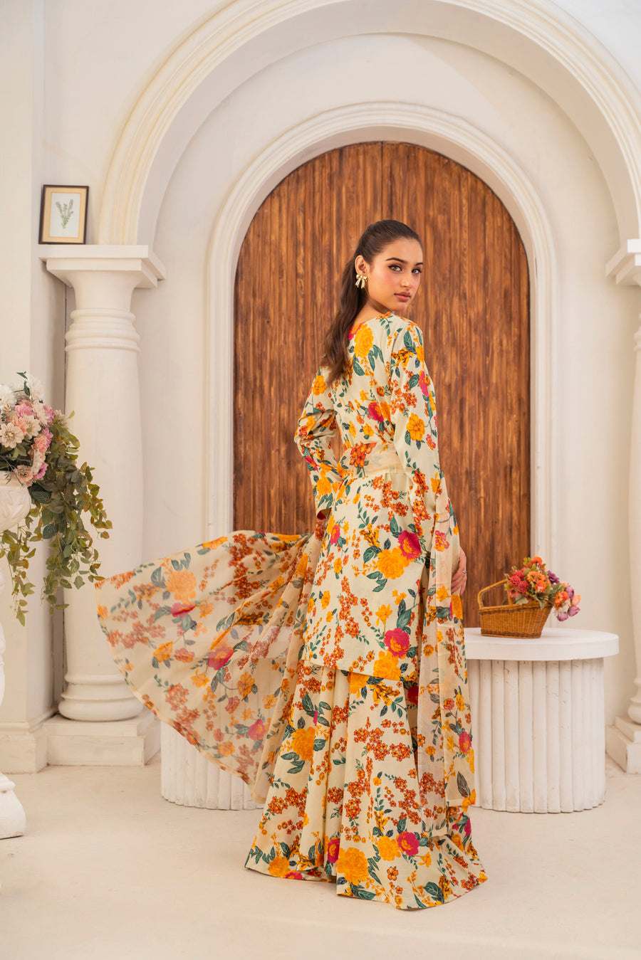 Feathers Frilly Flowers Unstitched Digital Printed Lawn 3Pc Suit PRIZON-FT712