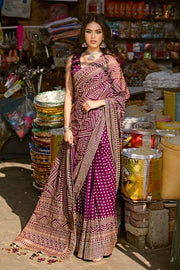 Gul Ahmed Chunri Embroidered Raw Silk Unstitched Saree PRS-42001