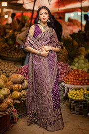 Gul Ahmed Chunri Embroidered Raw Silk Unstitched Saree PRS-42001