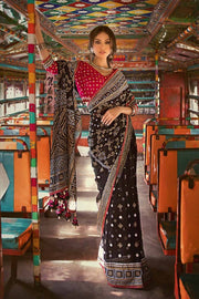 Gul Ahmed Chunri Embroidered Raw Silk Unstitched Saree PRS-42002