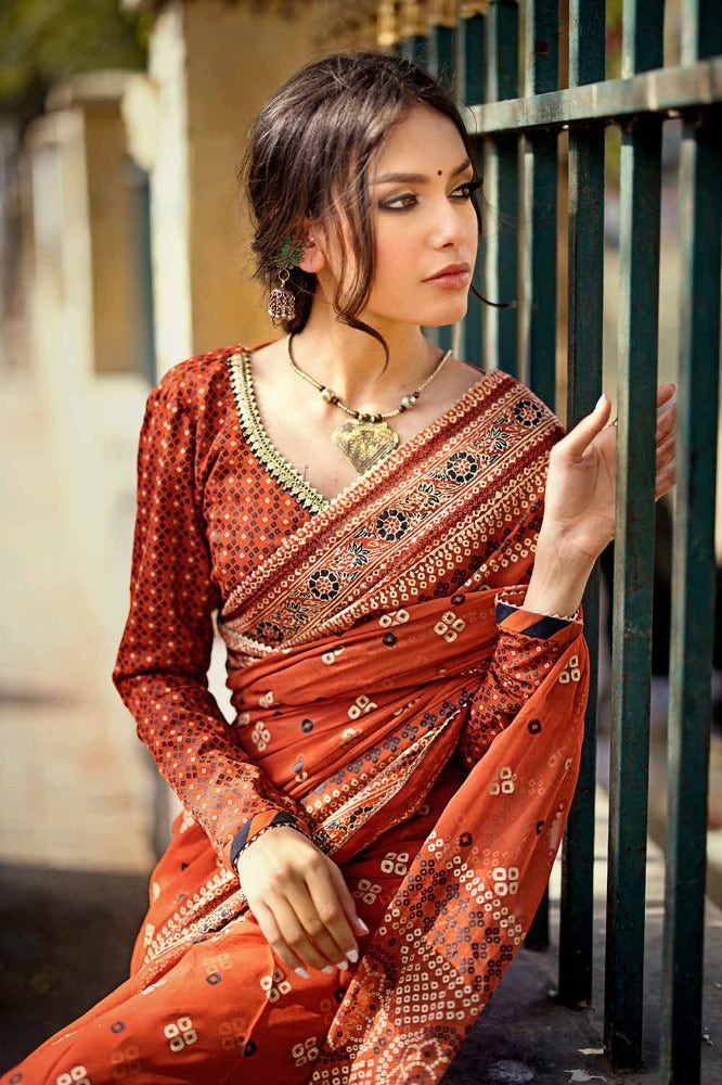 Gul Ahmed Chunri Embroidered Raw Silk Unstitched Saree PRS-42003