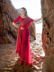 Gul Ahmed Chunri Embroidered Chiffon Unstitched 3Pc Saree PRS-52002A