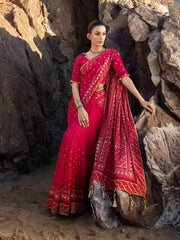 Gul Ahmed Chunri Embroidered Chiffon Unstitched 3Pc Saree PRS-52002A