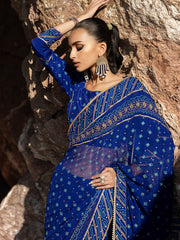 Gul Ahmed Chunri Embroidered Chiffon Unstitched 3Pc Saree PRS-52002B