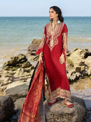Gul Ahmed Chunri Embroidered Cotton Silk Unstitched 3Pc Suit PRW-42003