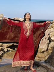 Gul Ahmed Chunri Embroidered Cotton Silk Unstitched 3Pc Suit PRW-42003