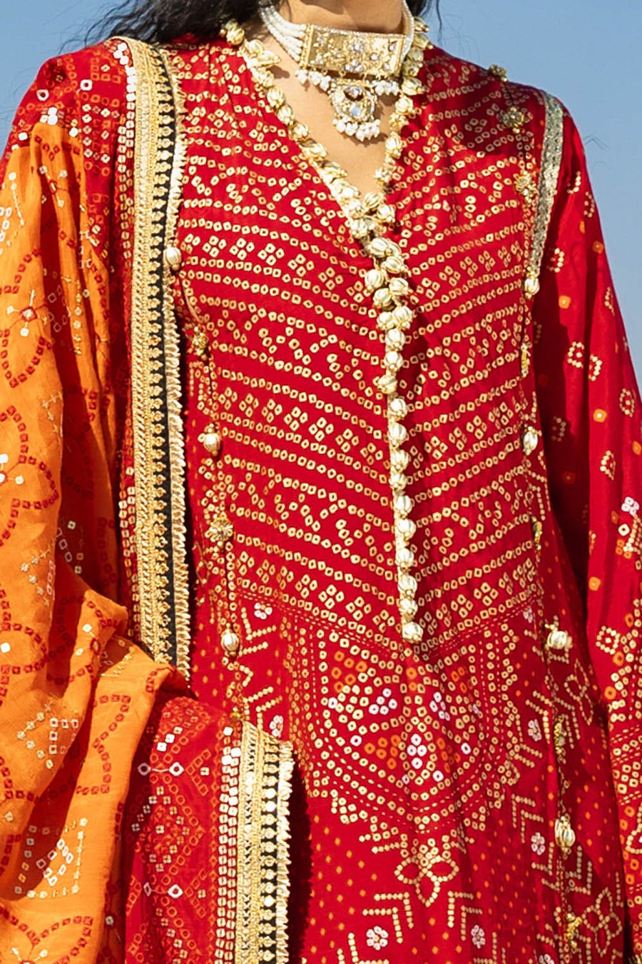Gul Ahmed Chunri Embroidered Raw Silk Unstitched 3Pc Suit PRW-42007