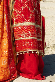 Gul Ahmed Chunri Embroidered Raw Silk Unstitched 3Pc Suit PRW-42007