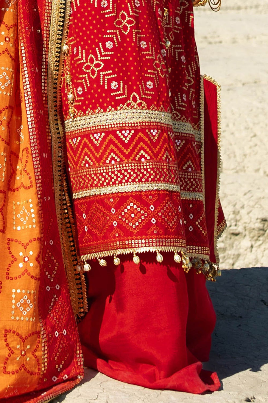 Gul Ahmed Chunri Embroidered Raw Silk Unstitched 3Pc Suit PRW-42007
