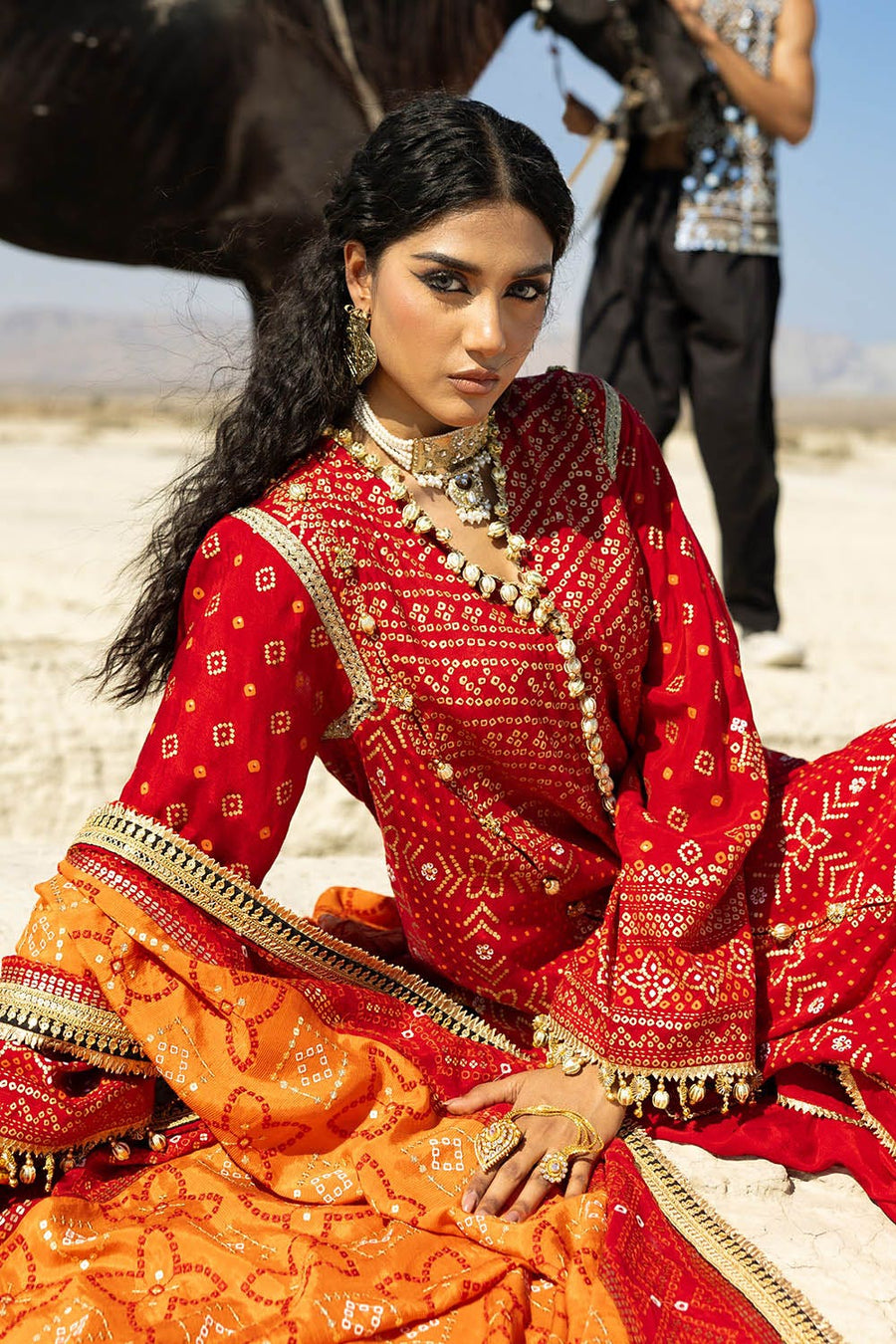 Gul Ahmed Chunri Embroidered Raw Silk Unstitched 3Pc Suit PRW-42007