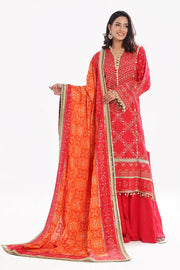 Gul Ahmed Chunri Embroidered Raw Silk Unstitched 3Pc Suit PRW-42007