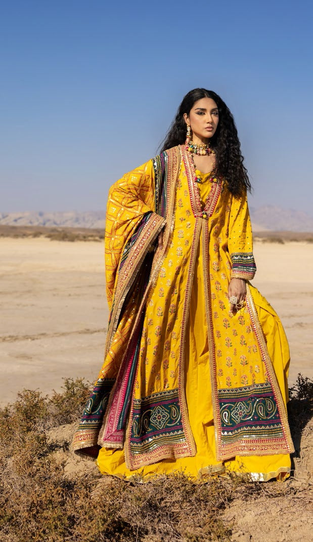 Gul Ahmed Chunri Embroidered Raw Silk Unstitched 3Pc Suit PRW-52020