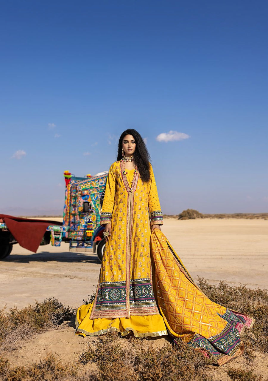 Gul Ahmed Chunri Embroidered Raw Silk Unstitched 3Pc Suit PRW-52020