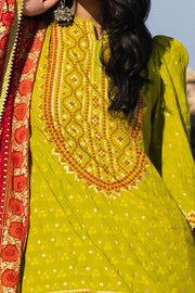 Gul Ahmed Chunri Embroidered Raw Silk Unstitched 3Pc Suit PRW-52021