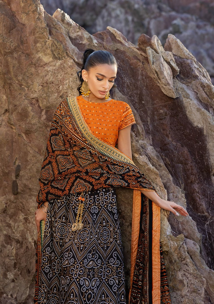 Gul Ahmed Chunri Embroidered Raw Silk Unstitched 3Pc Suit PRW-52022