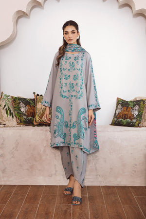 Charizma Poshima Embroidered Leather Unstitched 3Pc Suit PS3-04
