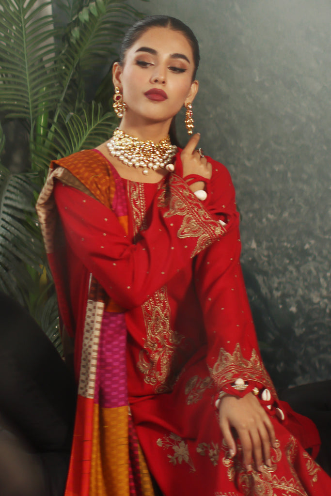 Charizma Poshima Embroidered Leather Unstitched 3Pc Suit PS3-21