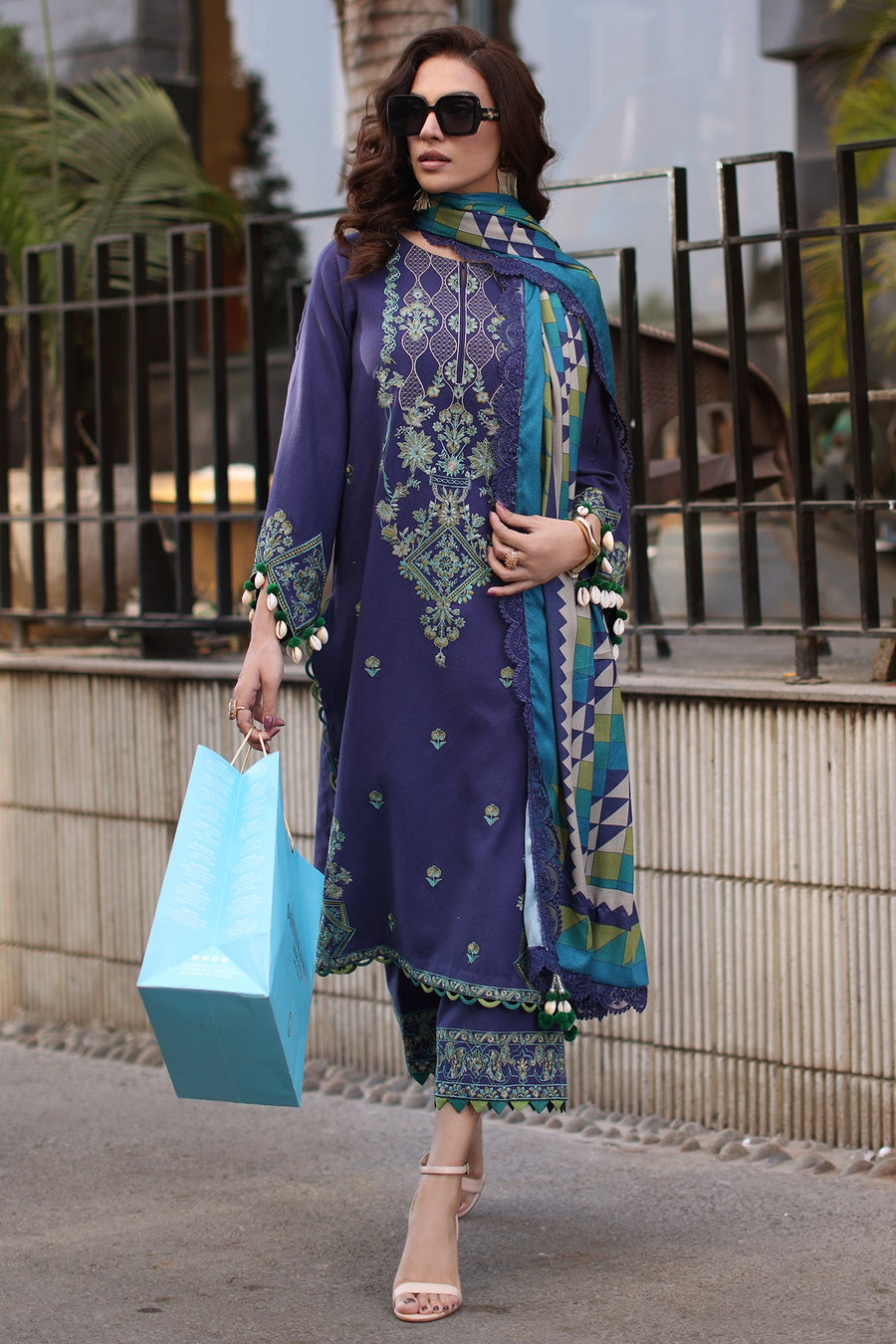 Charizma Poshima Embroidered Leather Unstitched 3Pc Suit PS4-09