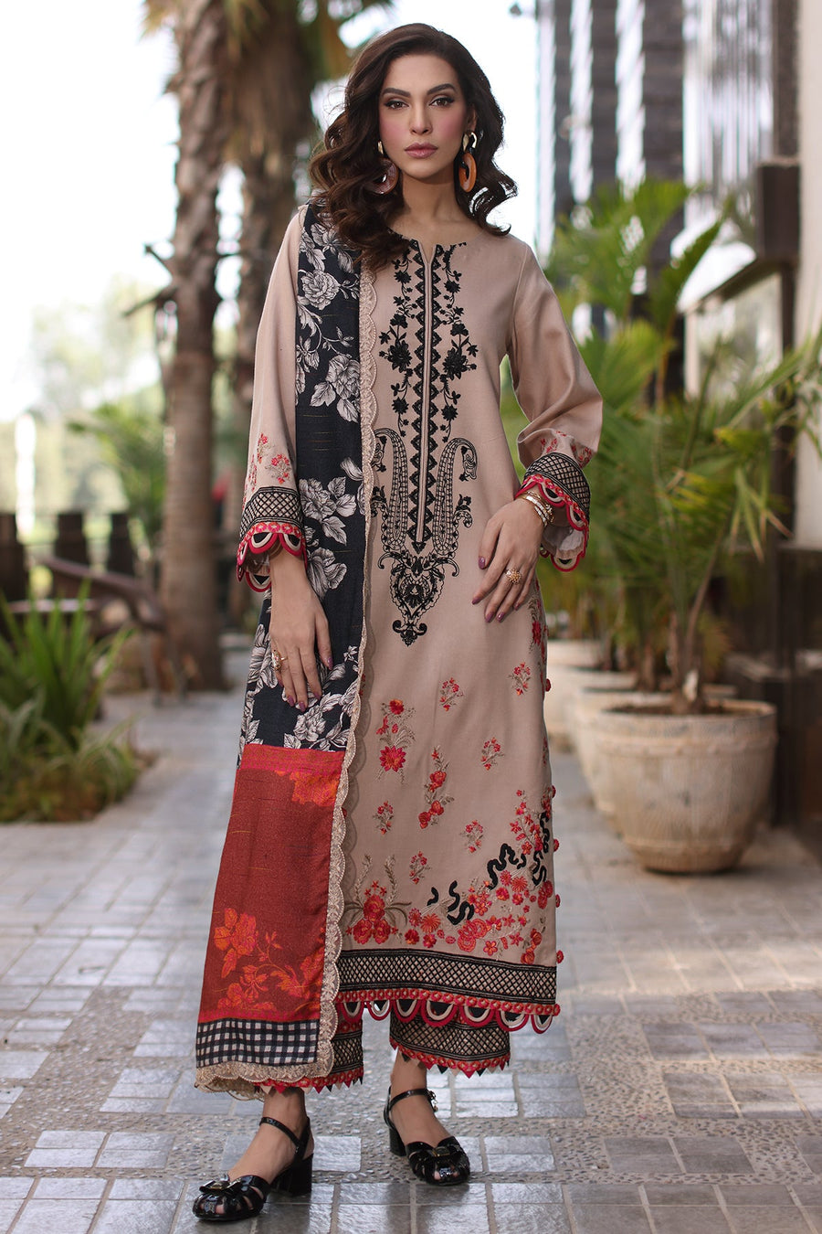 Charizma Poshima Embroidered Leather Unstitched 3Pc Suit PS4-10