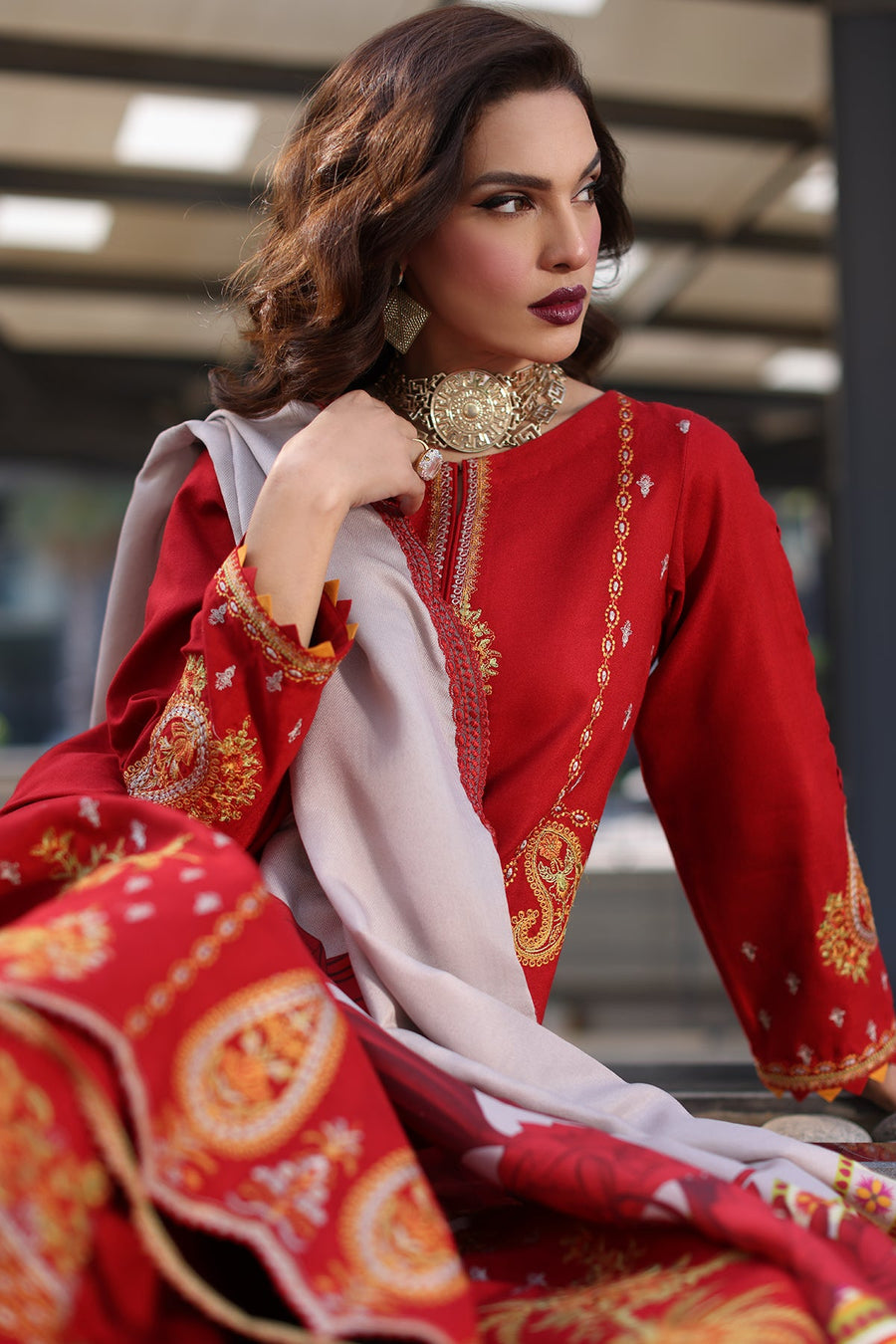 Charizma Poshima Embroidered Leather Unstitched 3Pc Suit PS4-13