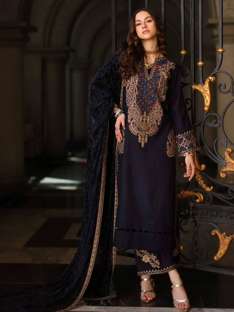 Poshima by Charizma Unstitched Embroidered Peach Leather Suits 3 Piece CHR26PU PSW5-28 - Winter Collection
