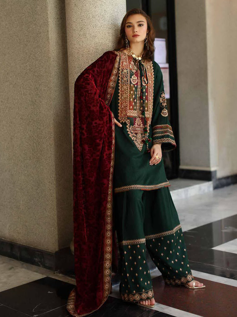 Poshima by Charizma Unstitched Embroidered Peach Leather Suits 3 Piece CHR26PU PSW5-27 - Winter Collection
