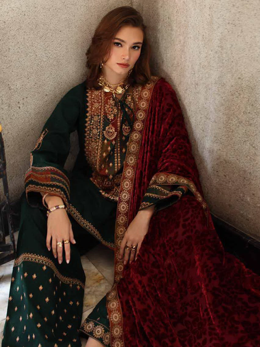 Charizma Poshima Vol-03 Embroidered Leather Unstitched 3Pc Suit PSW5-17