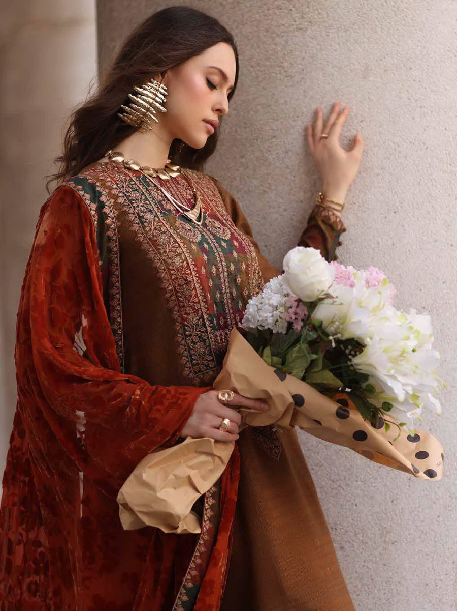 Charizma Poshima Vol-03 Embroidered Leather Unstitched 3Pc Suit PSW5-18