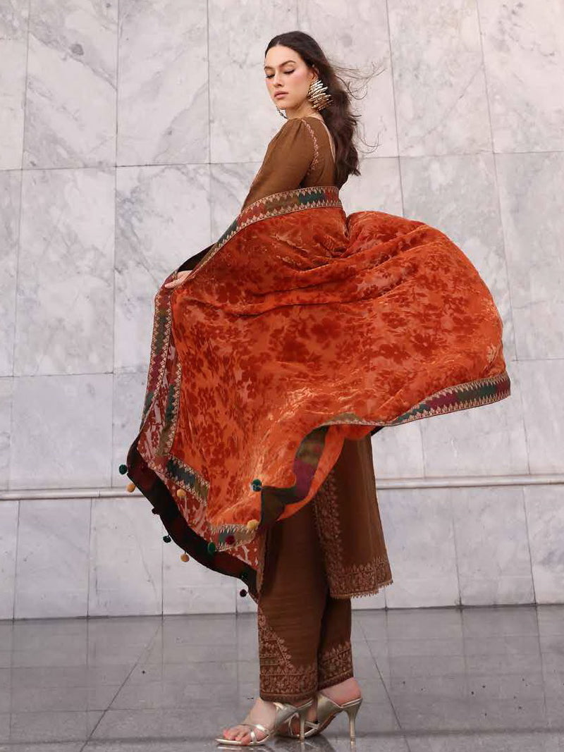 Charizma Poshima Vol-03 Embroidered Leather Unstitched 3Pc Suit PSW5-18