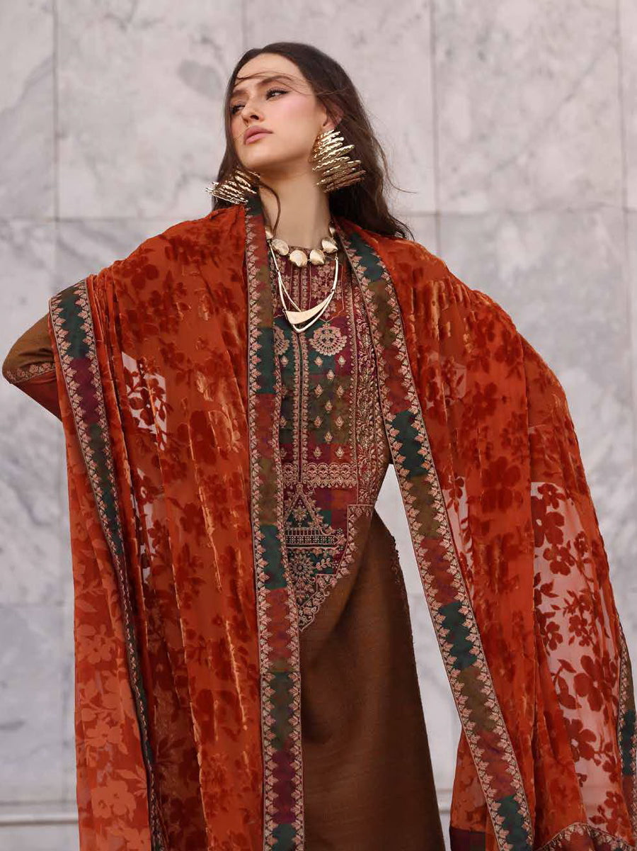 Charizma Poshima Vol-03 Embroidered Leather Unstitched 3Pc Suit PSW5-18