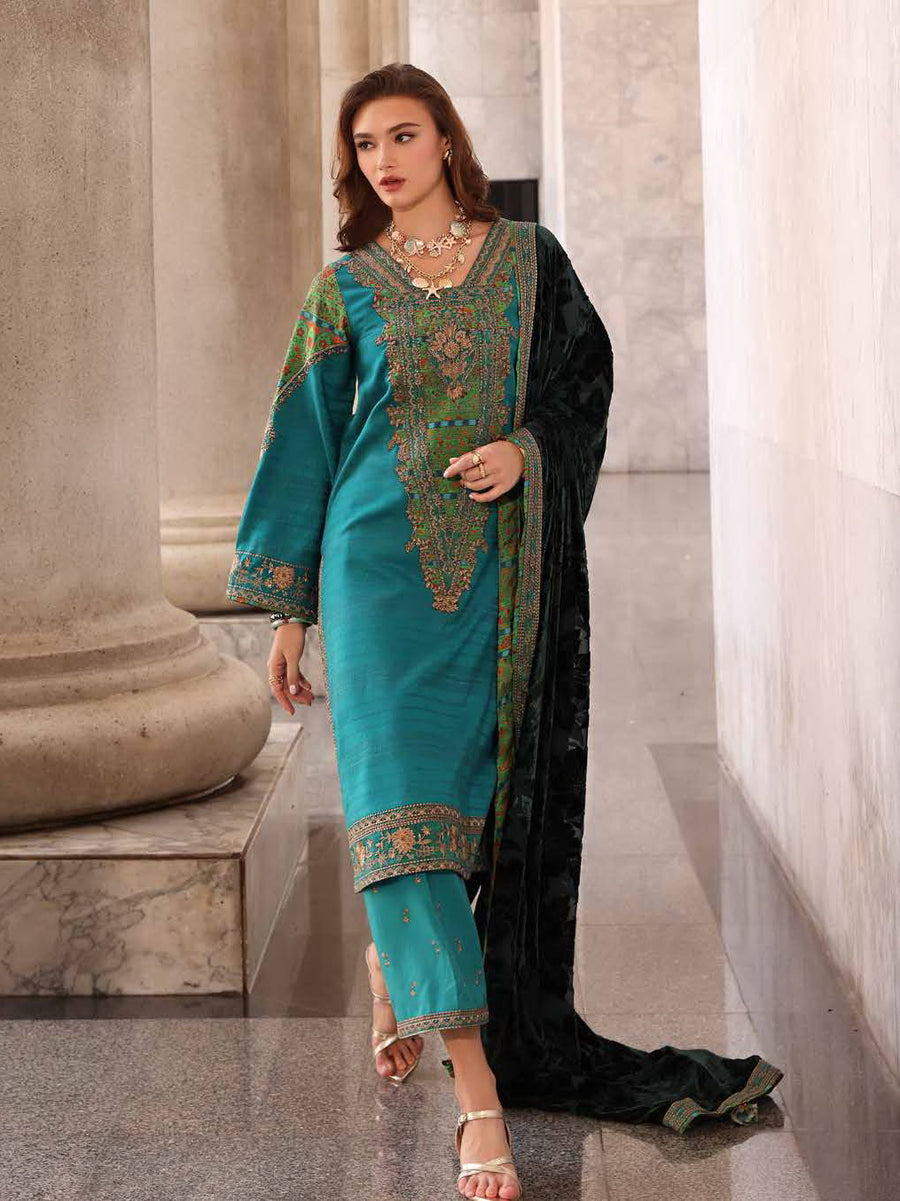 Charizma Poshima Vol-03 Embroidered Leather Unstitched 3Pc Suit PSW5-19