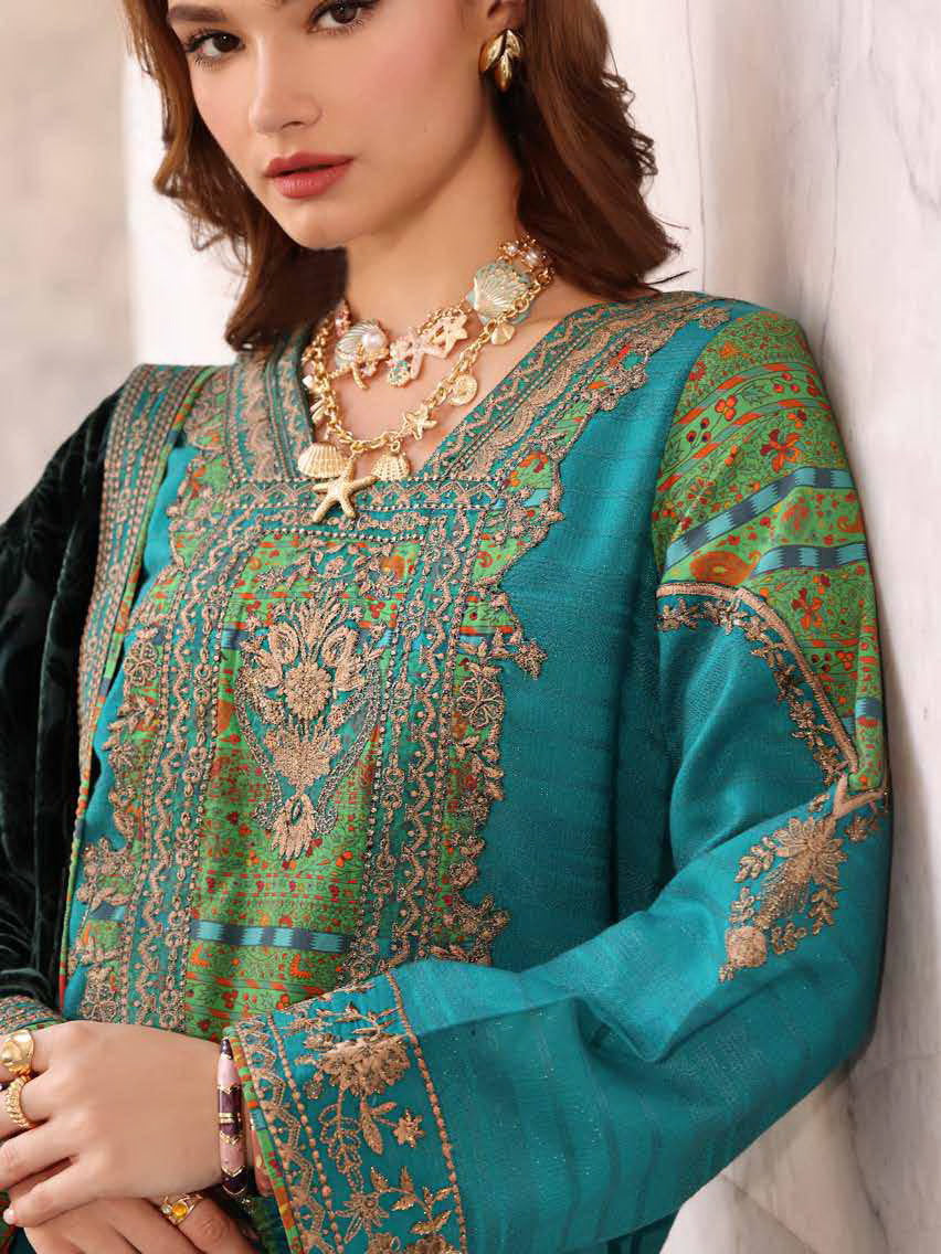 Charizma Poshima Vol-03 Embroidered Leather Unstitched 3Pc Suit PSW5-19