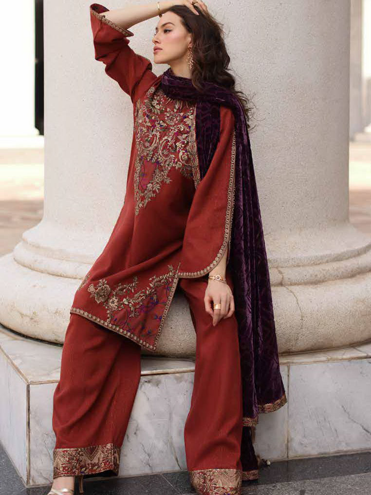 Charizma Poshima Vol-03 Embroidered Leather Unstitched 3Pc Suit PSW5-22