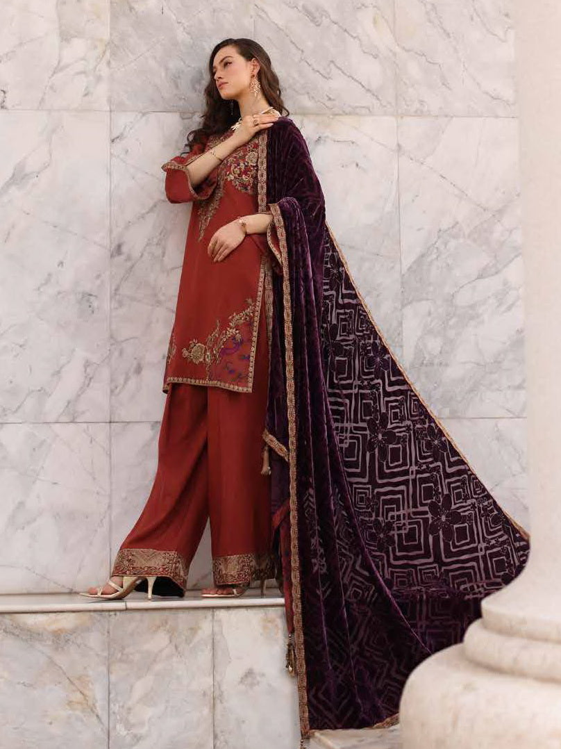 Charizma Poshima Vol-03 Embroidered Leather Unstitched 3Pc Suit PSW5-22