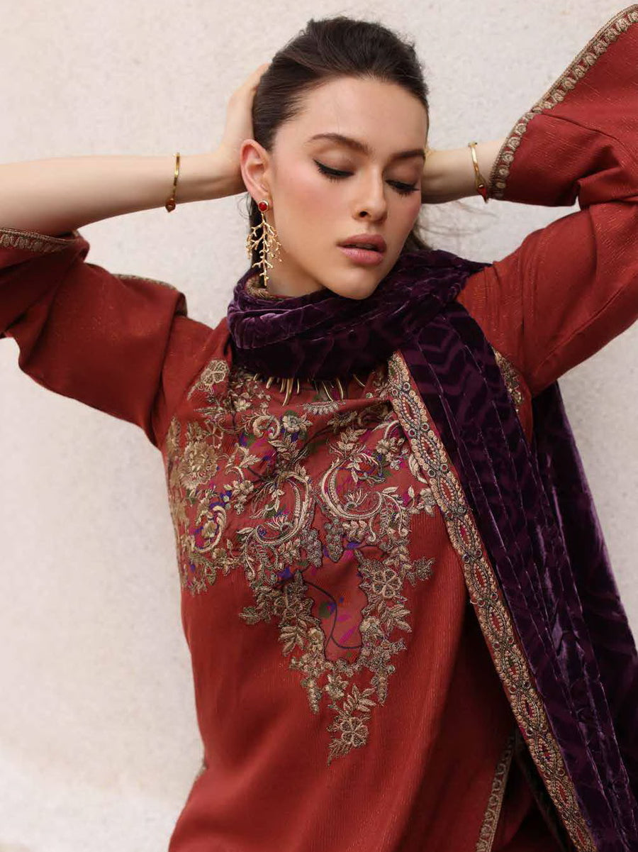 Charizma Poshima Vol-03 Embroidered Leather Unstitched 3Pc Suit PSW5-22