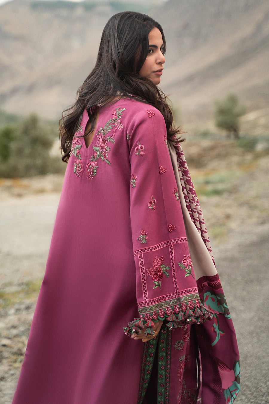 Charizma Poshima Embroidered Peach Leather Unstitched 3Pc Suit PSW6-13