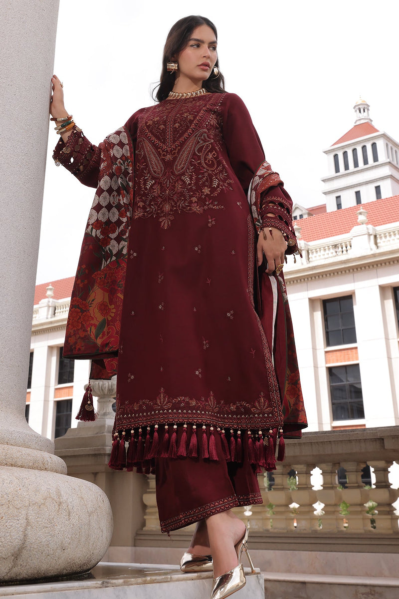 Charizma Poshima Embroidered Peach Leather Unstitched 3Pc Suit PSW6-18