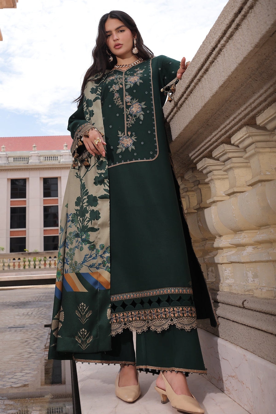 Charizma Poshima Embroidered Peach Leather Unstitched 3Pc Suit PSW6-24